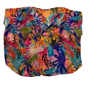 Bright Tropical Parrot Toucan Print Violet Sky Beach Tunic Top M